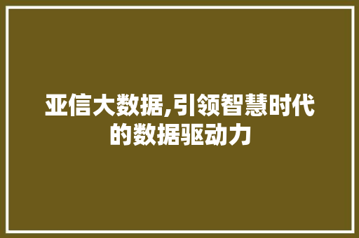 亚信大数据,引领智慧时代的数据驱动力 必应SEO