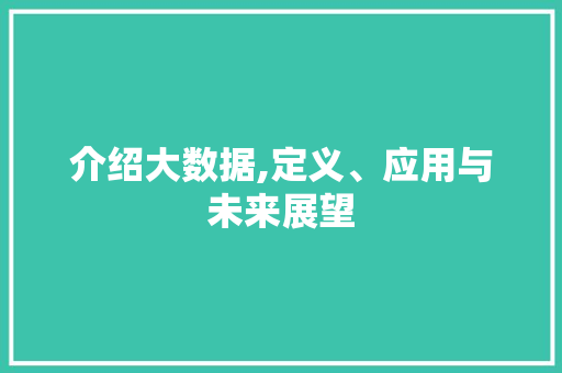 介绍大数据,定义、应用与未来展望