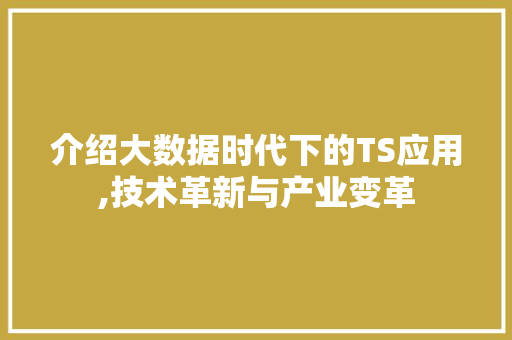 介绍大数据时代下的TS应用,技术革新与产业变革 神马SEO