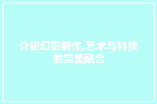 介绍幻影制作,艺术与科技的完美融合 神马SEO