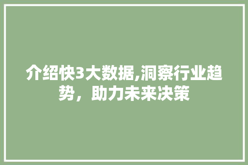 介绍快3大数据,洞察行业趋势，助力未来决策 必应SEO