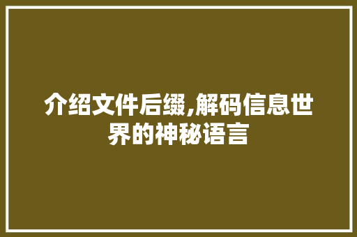 介绍文件后缀,解码信息世界的神秘语言 搜狗SEO