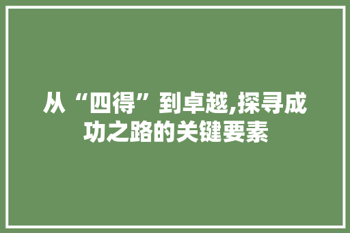 从“四得”到卓越,探寻成功之路的关键要素 网站建设公司
