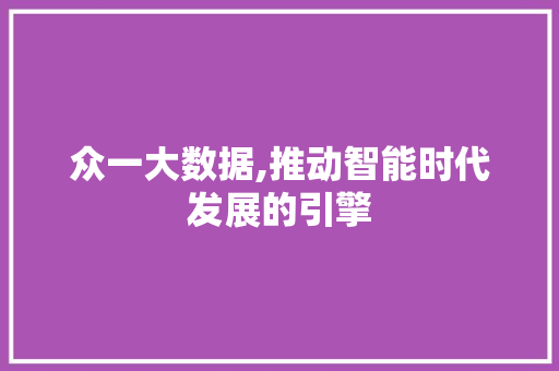 众一大数据,推动智能时代发展的引擎