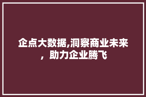 企点大数据,洞察商业未来，助力企业腾飞