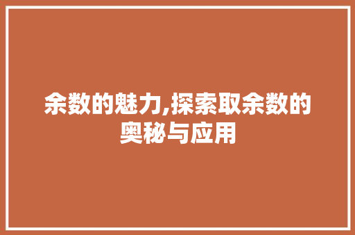 余数的魅力,探索取余数的奥秘与应用 网站建设公司