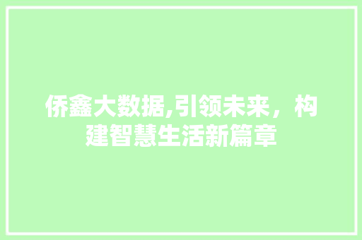 侨鑫大数据,引领未来，构建智慧生活新篇章