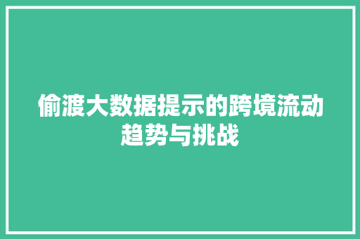 偷渡大数据提示的跨境流动趋势与挑战 SEO关键词