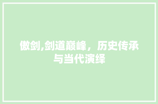 傲剑,剑道巅峰，历史传承与当代演绎