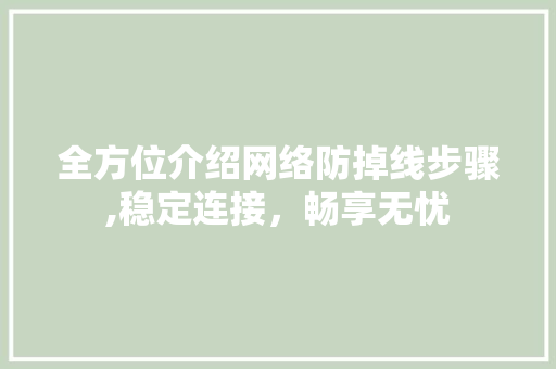 全方位介绍网络防掉线步骤,稳定连接，畅享无忧