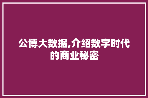 公博大数据,介绍数字时代的商业秘密 神马SEO
