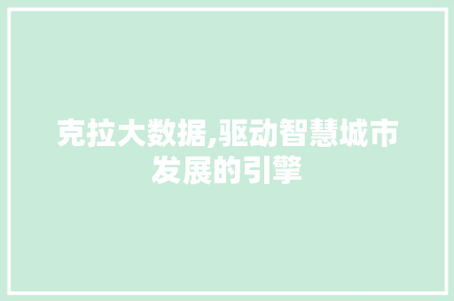 克拉大数据,驱动智慧城市发展的引擎