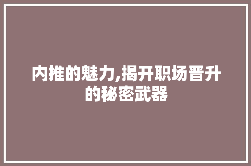 内推的魅力,揭开职场晋升的秘密武器
