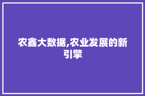 农鑫大数据,农业发展的新引擎 网站建设公司