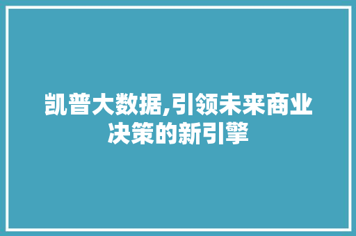 凯普大数据,引领未来商业决策的新引擎 网站建设公司