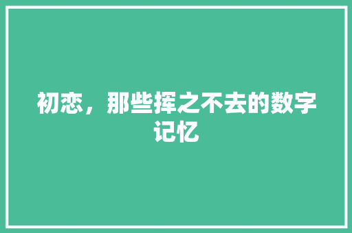 初恋，那些挥之不去的数字记忆