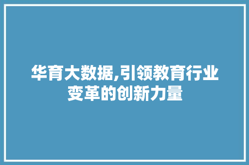 华育大数据,引领教育行业变革的创新力量
