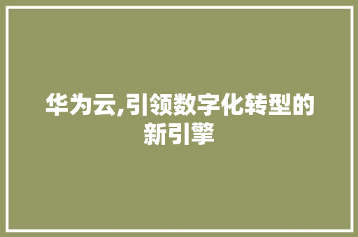 华为云,引领数字化转型的新引擎 必应SEO