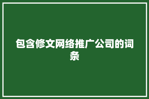 包含修文网络推广公司的词条 包含修文网络推广公司的词条 网站建设公司