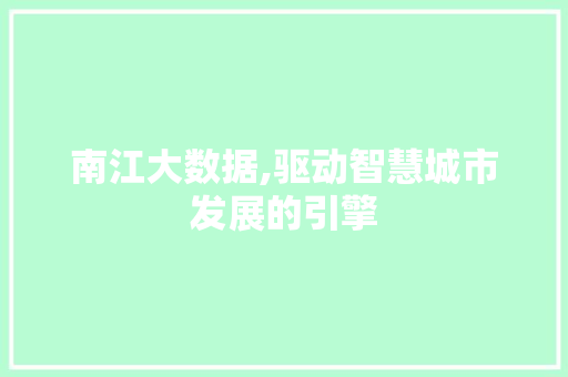 南江大数据,驱动智慧城市发展的引擎
