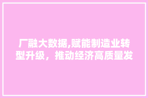 厂融大数据,赋能制造业转型升级，推动经济高质量发展
