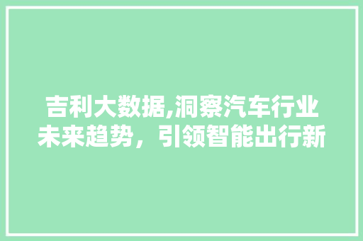 吉利大数据,洞察汽车行业未来趋势，引领智能出行新时代 百度SEO