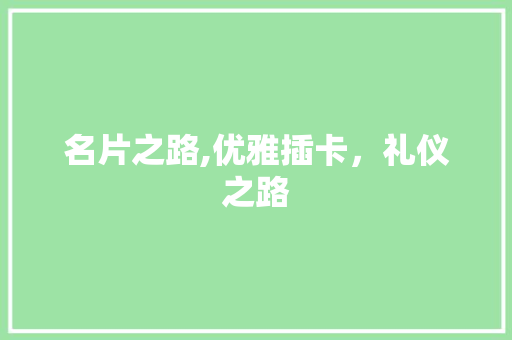 名片之路,优雅插卡，礼仪之路