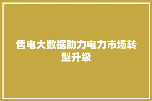 售电大数据助力电力市场转型升级 SEO关键词