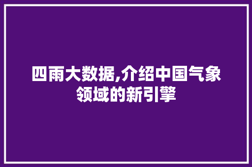 四雨大数据,介绍中国气象领域的新引擎 SEO关键词