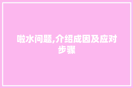 啦水问题,介绍成因及应对步骤 SEO关键词