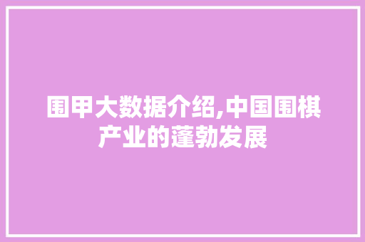 围甲大数据介绍,中国围棋产业的蓬勃发展 必应SEO