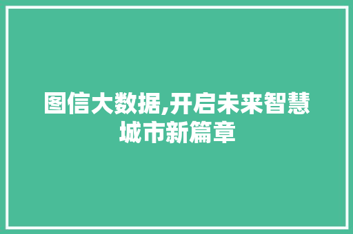 图信大数据,开启未来智慧城市新篇章 必应SEO