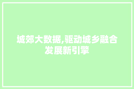城郊大数据,驱动城乡融合发展新引擎 神马SEO