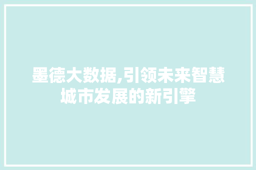 墨德大数据,引领未来智慧城市发展的新引擎 SEO关键词