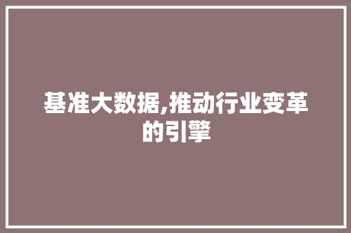 基准大数据,推动行业变革的引擎 网站建设公司