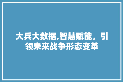 大兵大数据,智慧赋能，引领未来战争形态变革