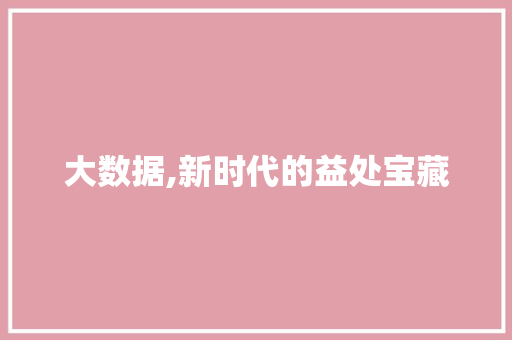 大数据,新时代的益处宝藏