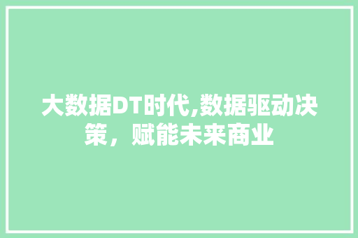 大数据DT时代,数据驱动决策，赋能未来商业