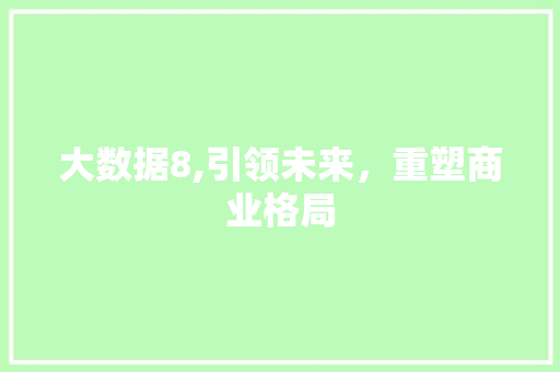 大数据8,引领未来，重塑商业格局