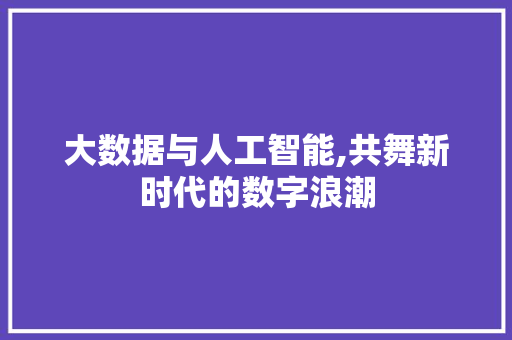 大数据与人工智能,共舞新时代的数字浪潮