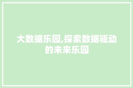大数据乐园,探索数据驱动的未来乐园
