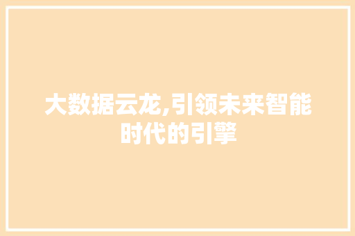 大数据云龙,引领未来智能时代的引擎
