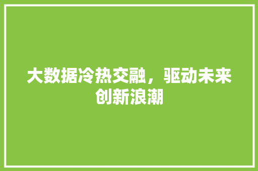 大数据冷热交融，驱动未来创新浪潮