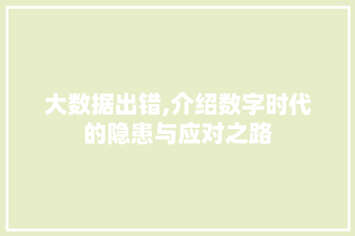 大数据出错,介绍数字时代的隐患与应对之路 百度SEO