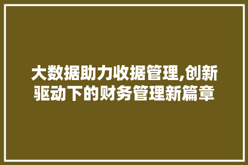 大数据助力收据管理,创新驱动下的财务管理新篇章