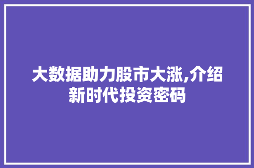 大数据助力股市大涨,介绍新时代投资密码
