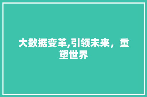 大数据变革,引领未来，重塑世界