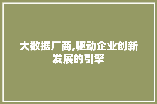 大数据厂商,驱动企业创新发展的引擎 搜狗SEO