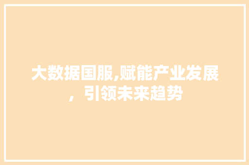大数据国服,赋能产业发展，引领未来趋势