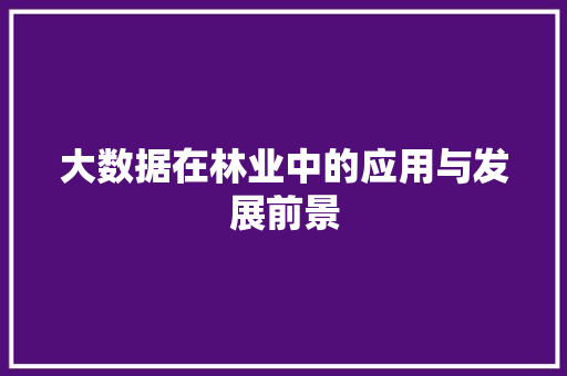 大数据在林业中的应用与发展前景 神马SEO